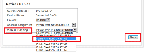 A screenshot showing the WAN IP  Mapping dropdown.