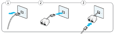 Diagram showing where to plug and unplug the ASDL filter.