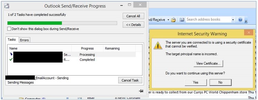 Outlook 2007 Security Certificate Error Message (W BT Business